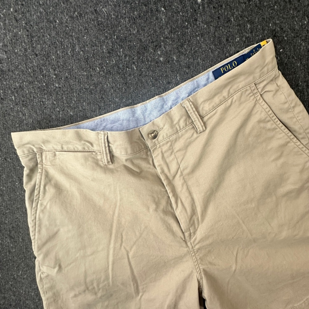Polo Ralph Lauren Chino Shorts Men 35 Tan Stretch Classic Fit Flat Front Casual